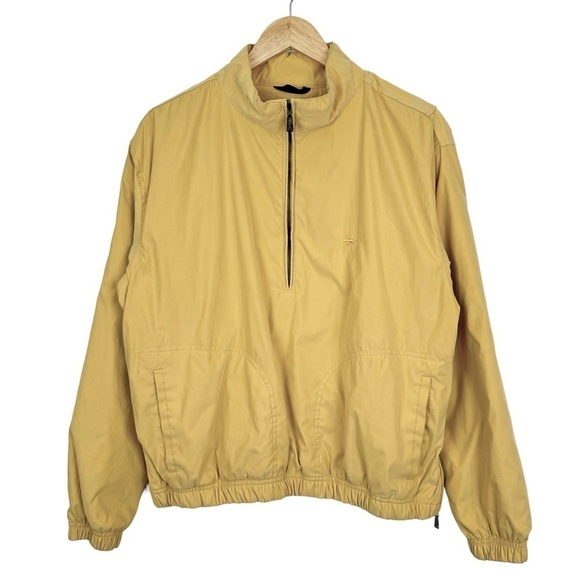 Antigua Women's Golf Jacket Windbreaker Large Yellow Half Zip Pockets Outdoors - Picture 1 of 12